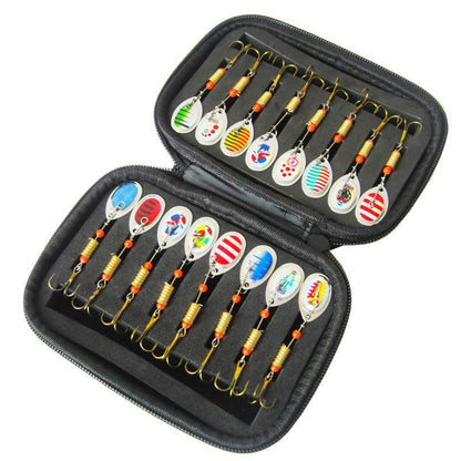 10/16PCS Fishing Lure Spinners Baits Spoon Set with Tackle Bag Trout Bass Tackle - B(10PCS)