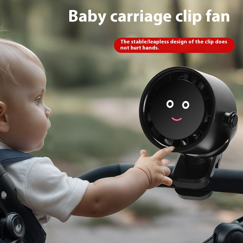 White Portable Stroller Fan with LED Display - Bladeless Safety Clip-On Fan for Baby & Desk (4000mAh, 360 degree Rotation)