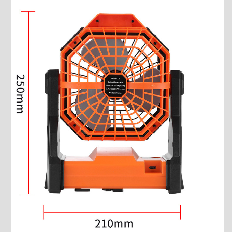 Black and green Portable Outdoor Camping Fan with LED Light - Rechargeable USB Tent Fan for Australia